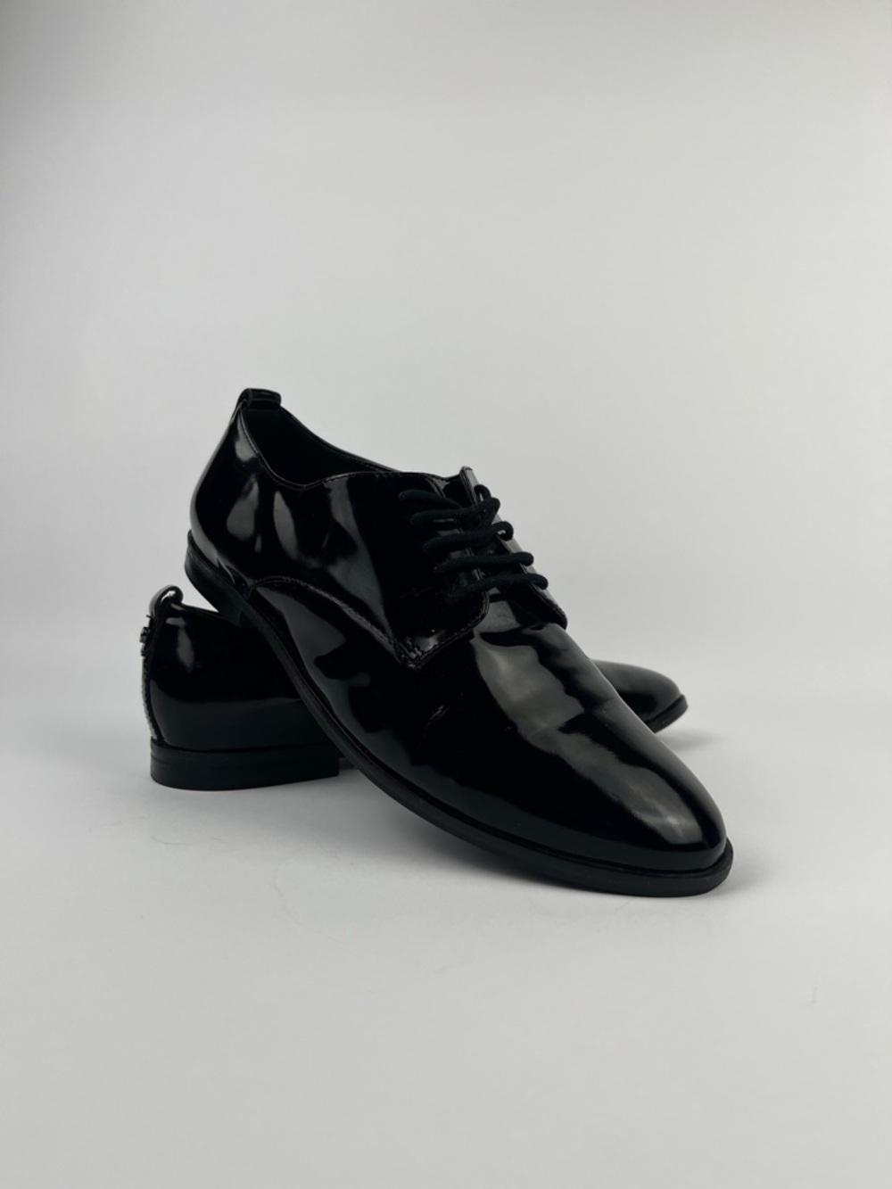 Dune London Women’s Black Patent Leather Lace-Up Dress Shoes